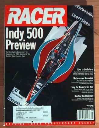RACER MAGAZINE 1995 MAY - McLAREN & M-B, INDY PREVIEW, YATES, REYNARD 95I FORD*